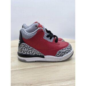 Nike Air Jordan 3 Retro Fire Red Cement Grey Size 5C Toddler TD CQ0489-600